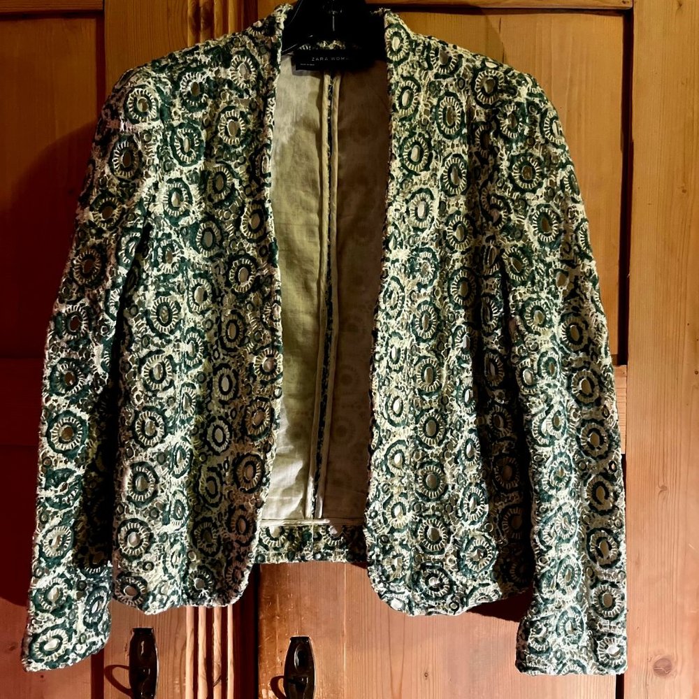 Green & white Zara jacket, size XS - Picture 1 of 5